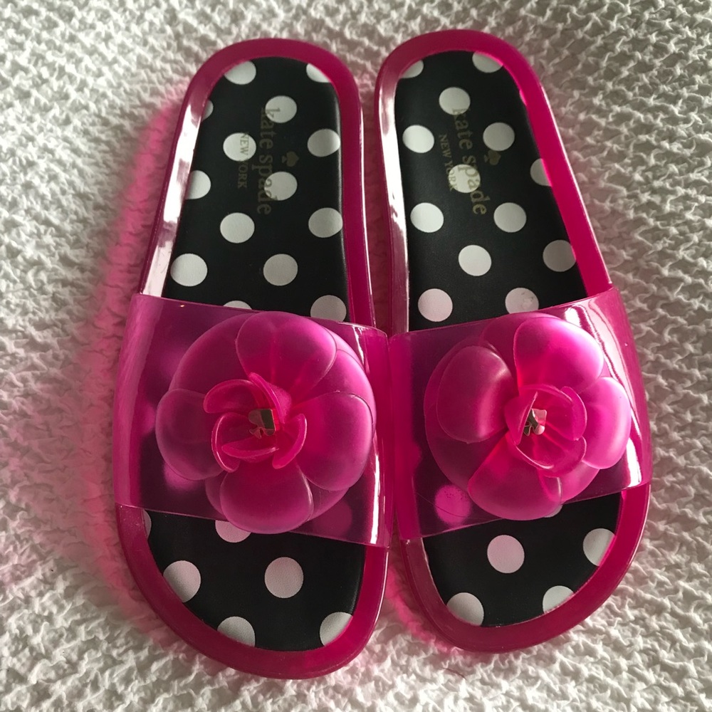 Kate Spade pink jelly slides w/flower, SZ 7, NWOB